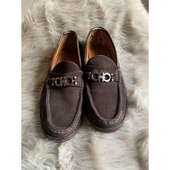 Salvatore Ferragamo Brown Suede Loafers Men's 10 D - Picture 1 of 11